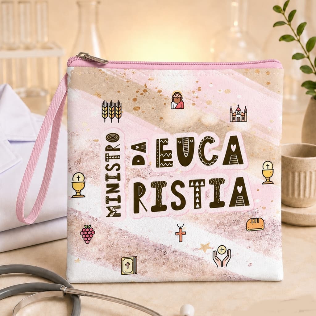 Porta Opa Jaleco Ministro de Eucaristia MESC Igreja Catolica Bolsa Necessaire Organizadora Impermeavel Alca Presente Fem