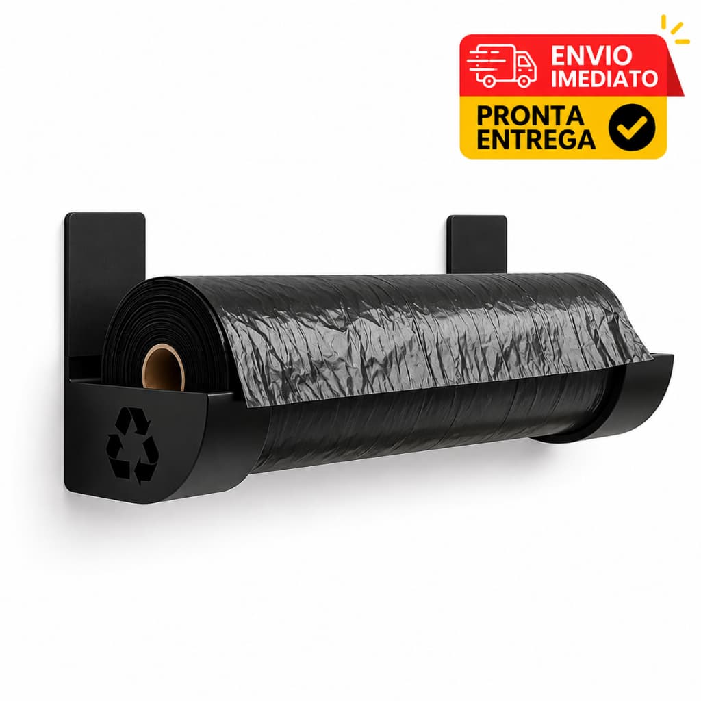 Suporte Rolo Saco Lixo Parede Sem Furos Adesivo Organizador