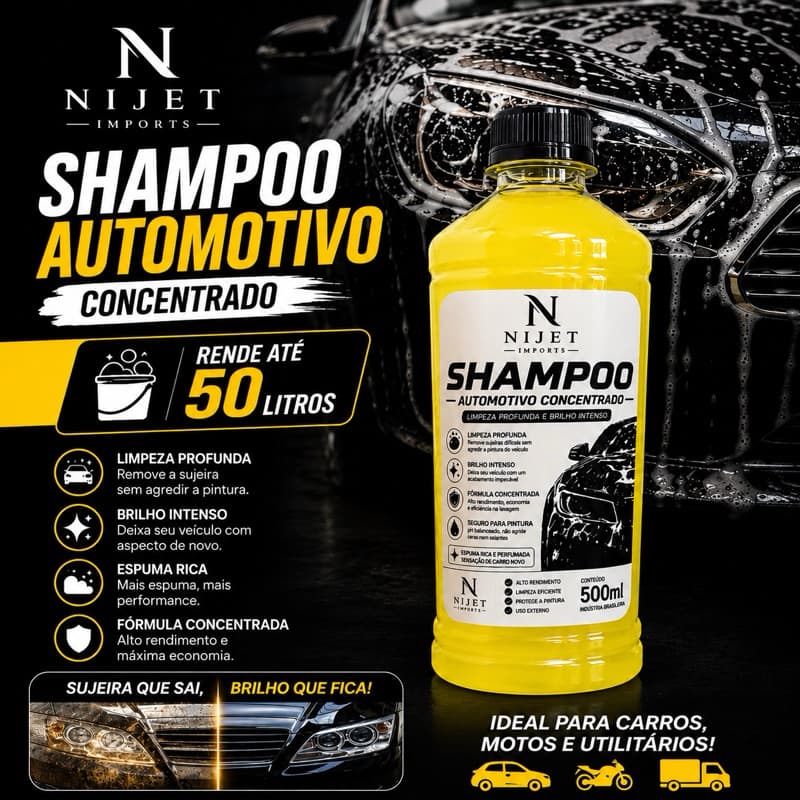 Shampoo automotivo CONCENTRADO rende até 50 litros