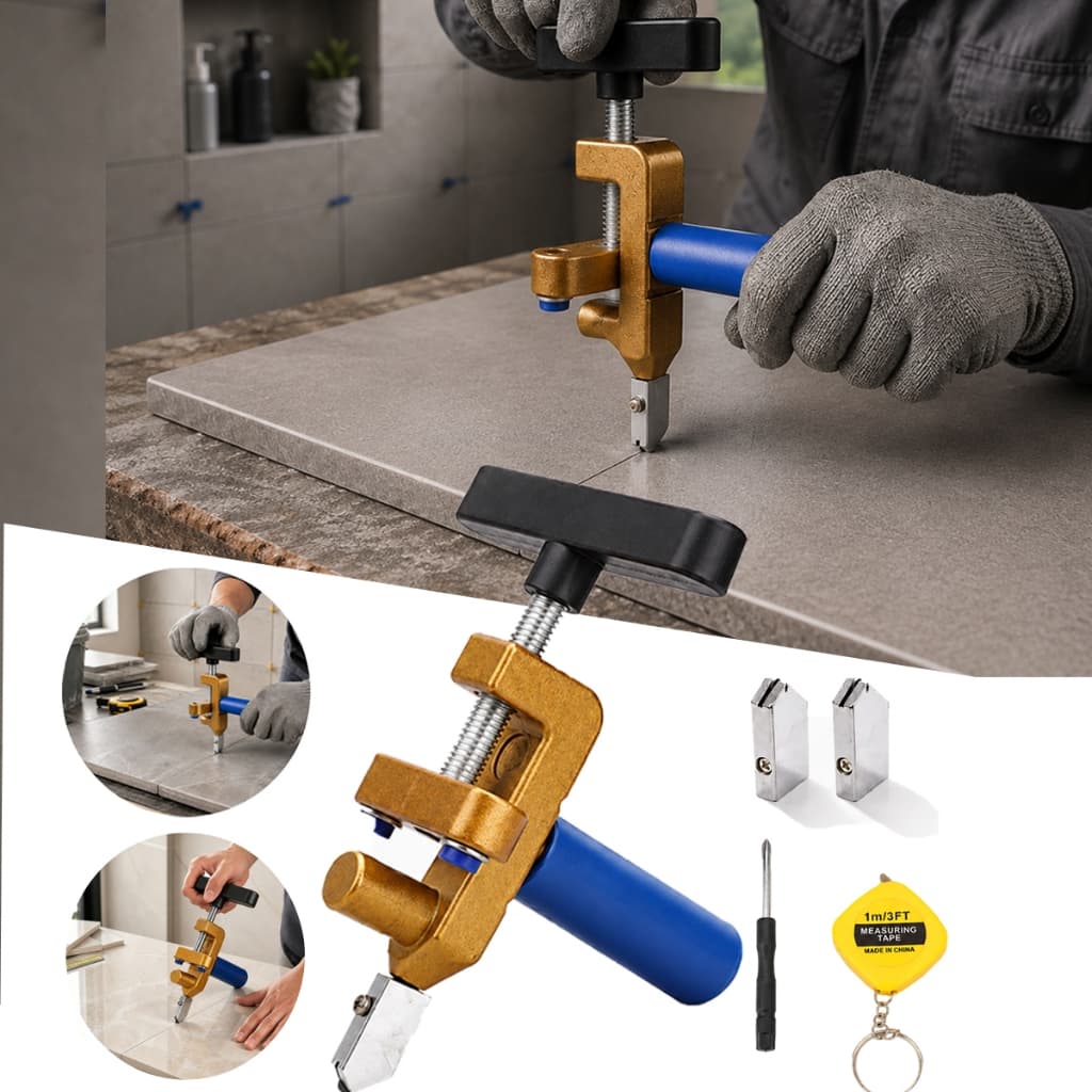 2-in-1 Professional Cutter for Tiles, Glass, Porcelain and Ceramic – Precise and Easy Cutting