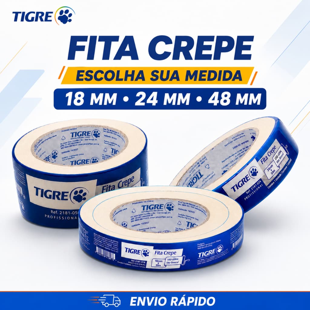 Fita Crepe Uso Geral Branca 18X50/24x50/48X50 Tigre Fita Para Pintura Fita Adesiva