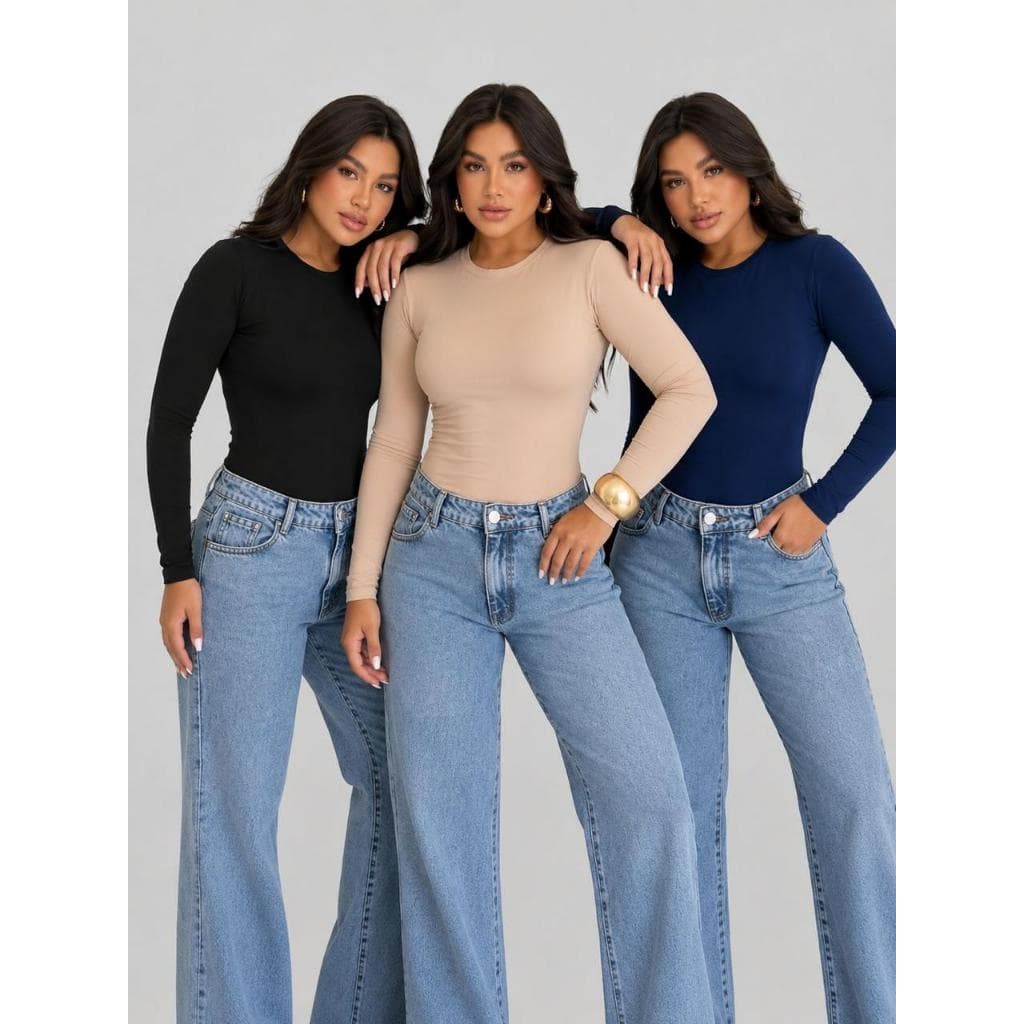 Blusa Feminina de Manga Longa - Meia Estação de Compressão Colada