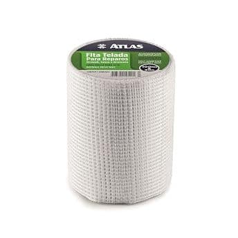 Atlas - Fita Telada Autoadesiva de Fibra de Vidro de 100mm x 20m para Reparos em Gesso, Drywall e Acartonado
