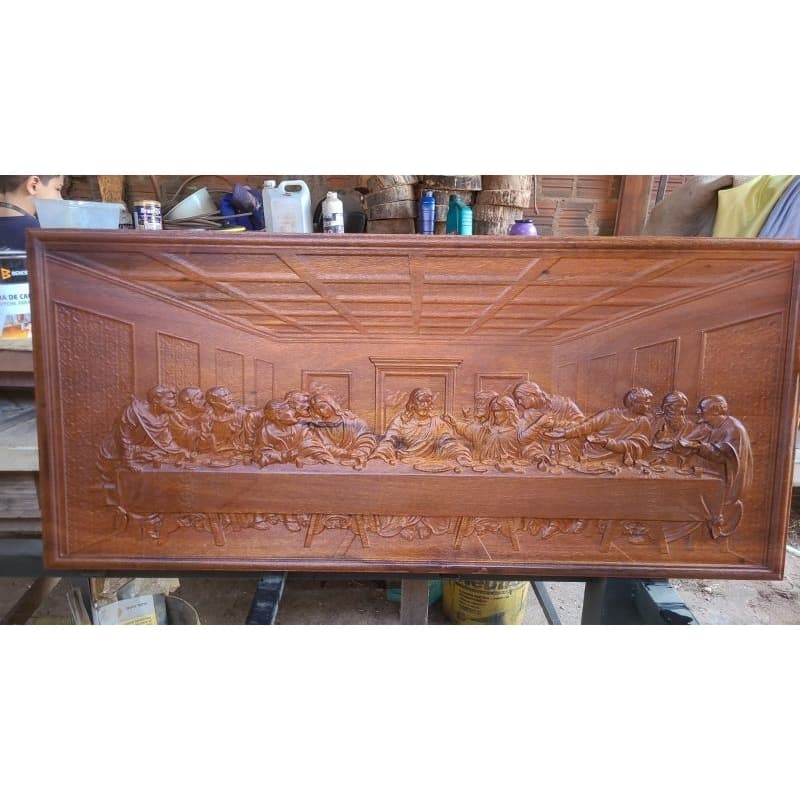 Santa Ceia Quadro Em Madeira Arte Sacra