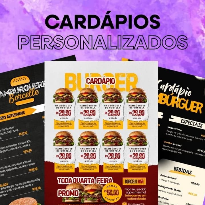 KIT 15 CARDÁPIOS PLASTIFICADOS FRENTE E VERSO A4 - ENVIE SUA ARTE