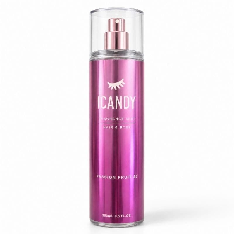 ICANDY Fragrance Mist Hair & Body 250ml - Body Splash Cabelo e Corpo Passion Fruit 28 ou Petit Gateau 72