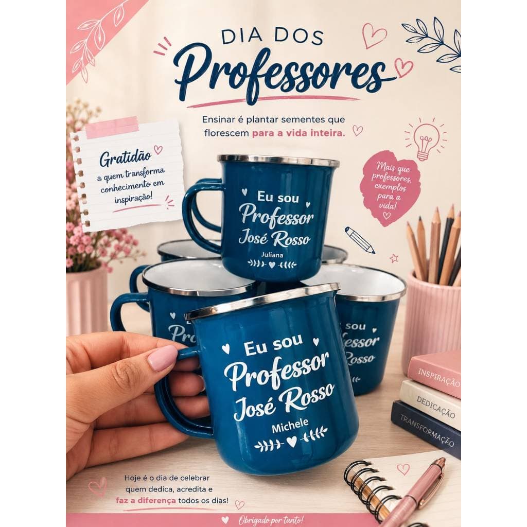 Caneca Inox 370 ml Personalizada Dia dos Professores