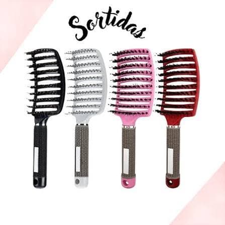 Escova Raquete Vazada Curvada Profissional Para Desembaraçar E Massagear O Couro Cabeludo