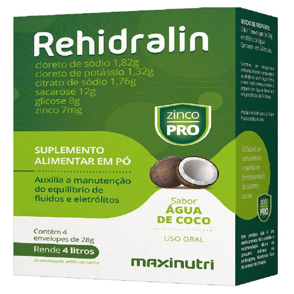 Rehidralin Água de Coco 4 Envelopes 28g
