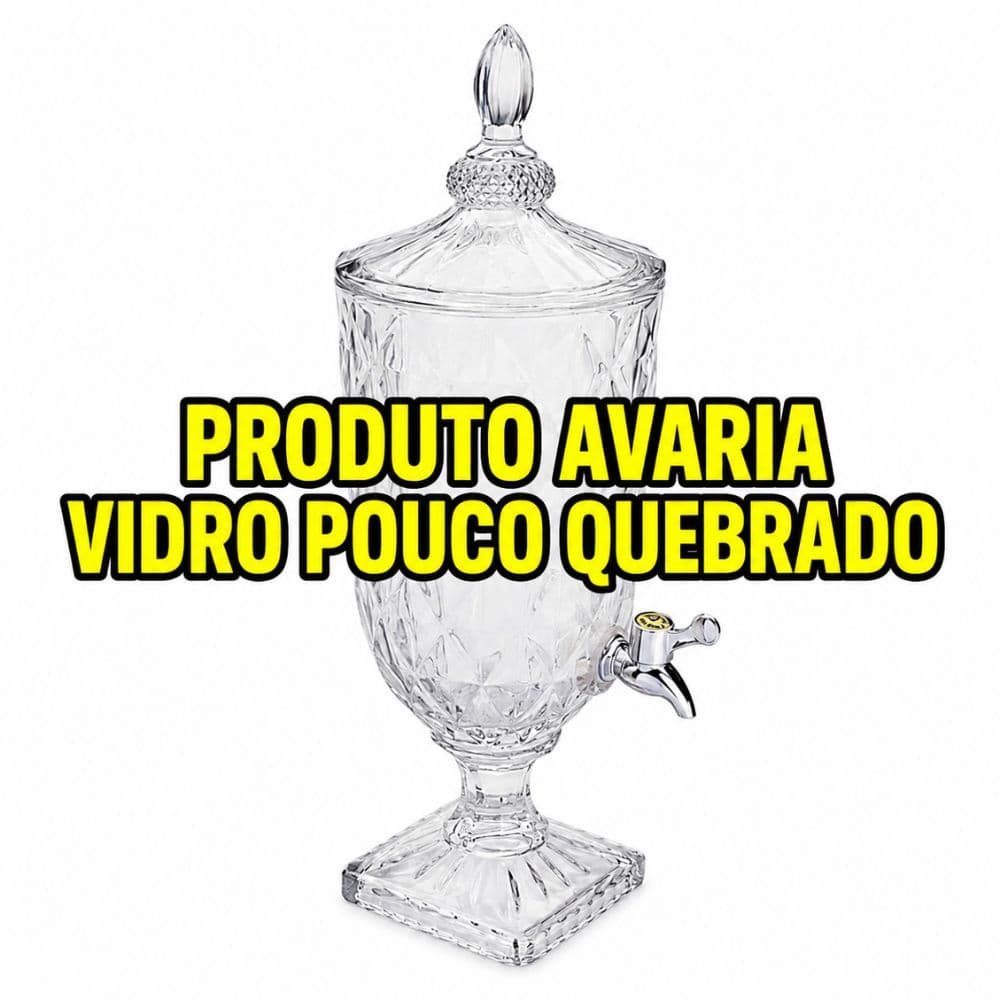 SUQUEIRA CRISTAL DIAMOND 3L DISPENSER VIDRO BEBIDAS AGUA SUCO CASAMENTO FESTA DECORACAO LUXO EVENTOS TORNEIRA AVARIA