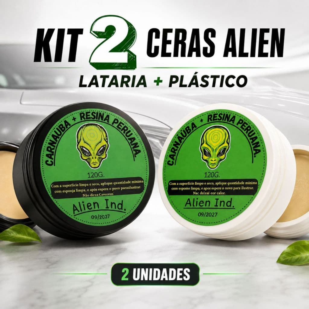2 Ceras Automotiva Carnaúba Alien Ind Para Lataria e Revitalizadora de Plástico - Brilho e Proteção