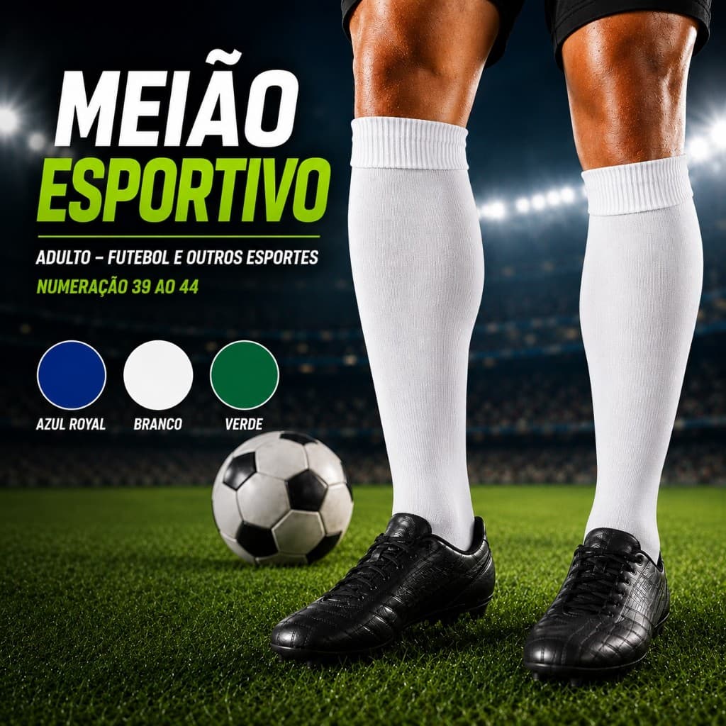 Meião Esportivo Apollo – Ideal p/ Futebol, Academia, Society, Futsal e Vôlei | Confortável e Resistente