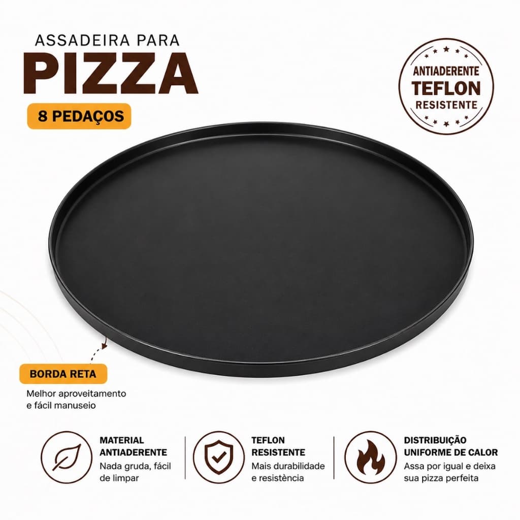 Assadeira Pizza 35cm Em Alumínio De Forno Prática Reforçada