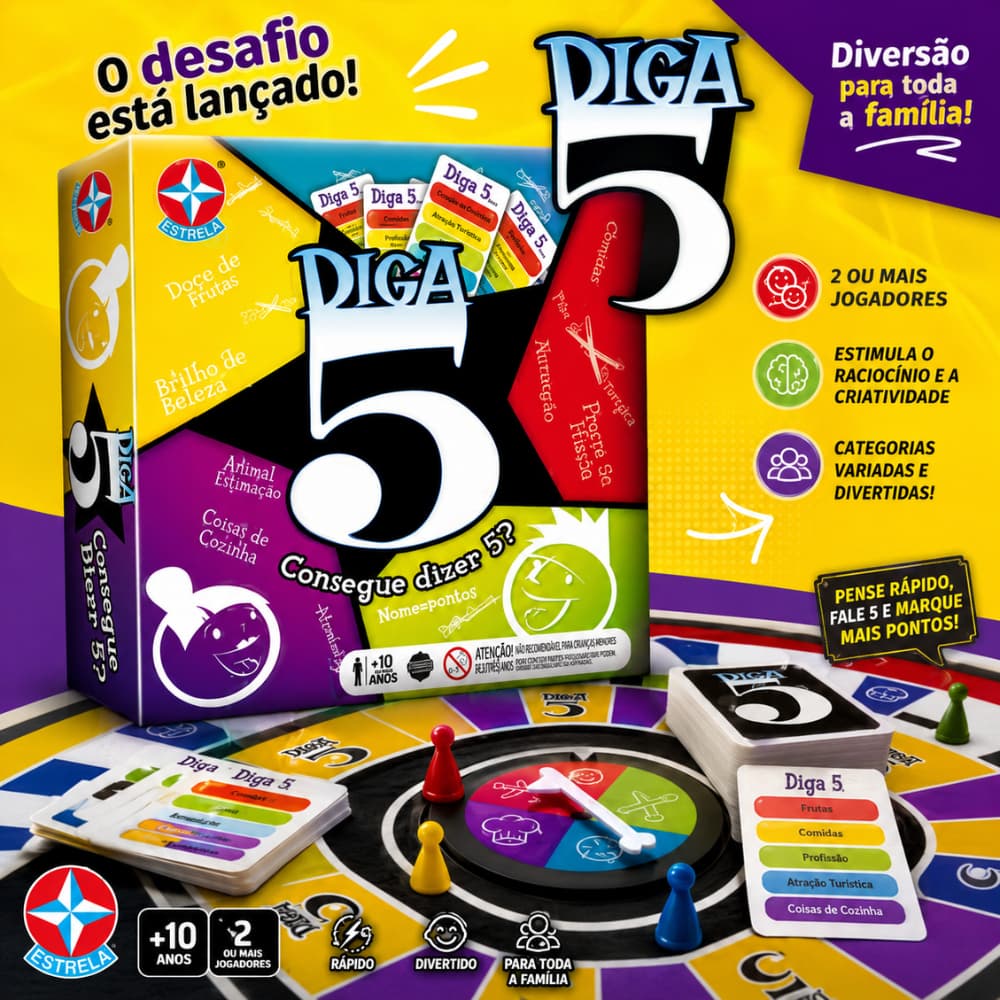 JOGO DE TABULEIRO DIGA 5 - ESTRELA