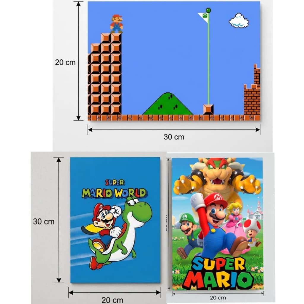 Kit Quadro Gamer HD Premium - Super Mario Bros World Super Nintendo SNES