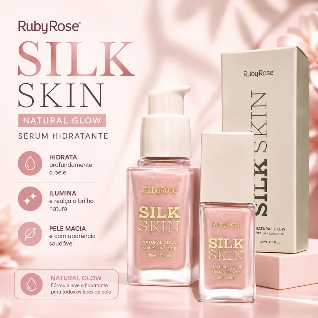 Iluminador Líquido Natural Glow Silk Skin Ruby Rose Efeito Luminoso