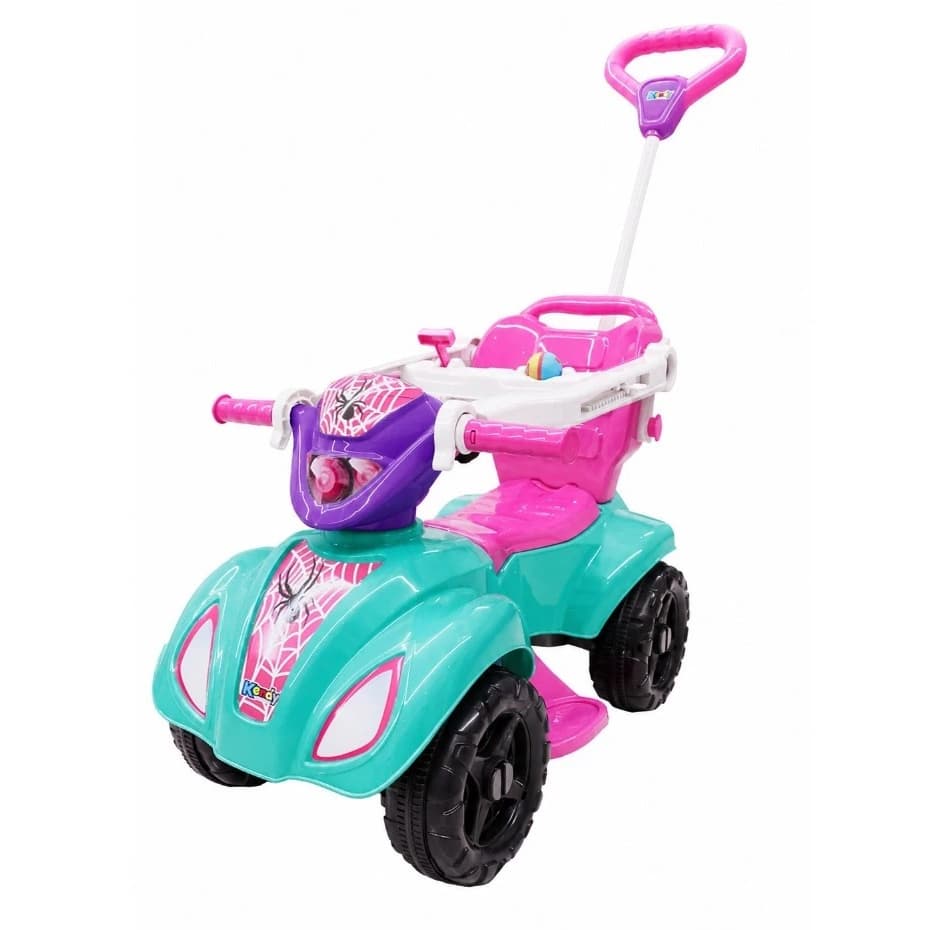 Quadriciclo Baby Infantil Carrinho de Passeio com Haste Empurrador Motoquinha Menino e Menina Kendy