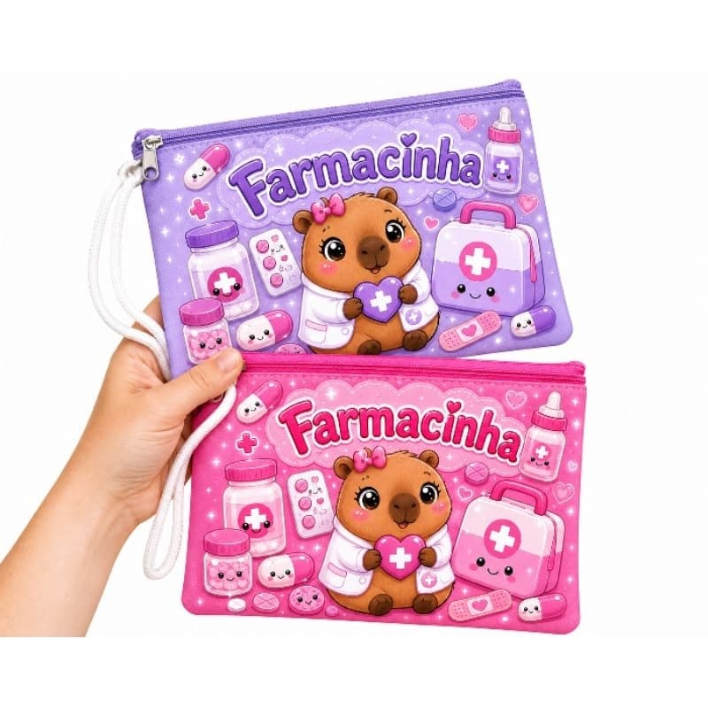 Kit 2 Farmacinha Fofa para bolsa ou viagem necessaire farmacinha fofa capivara kit com 2 unidades