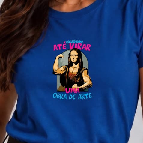 Baby Look Feminina Academia Treinando Até Virar Obra De Arte Camiseta 100% Algodão T-Shirt Meme Fitness