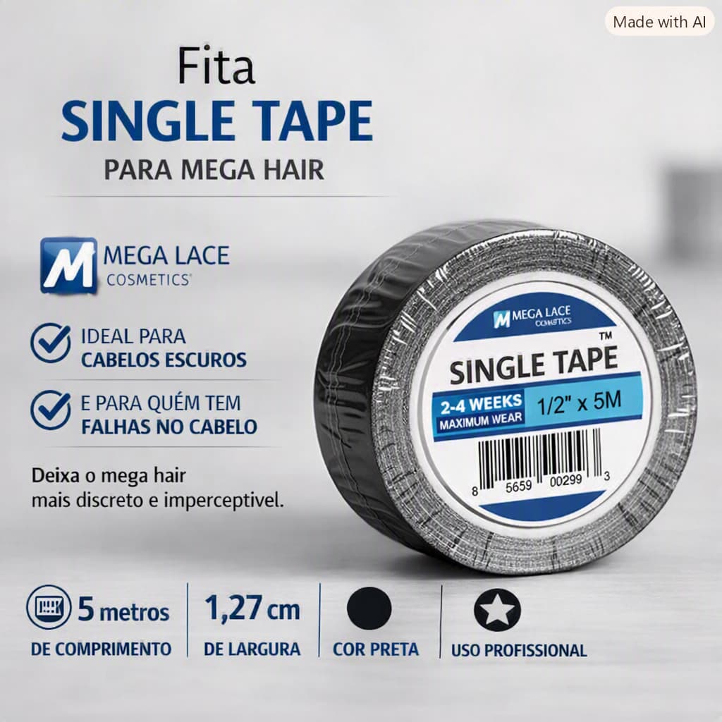 Fita Single Tape para Suporte, Reforço & Disfarce de Mega Hair