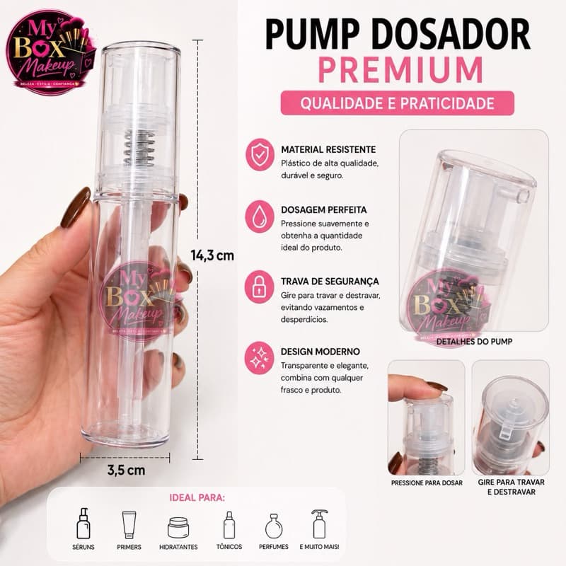 Frasco Pump Dosador Premium Multiuso p/ Sérum, Hidratante e Cosméticos