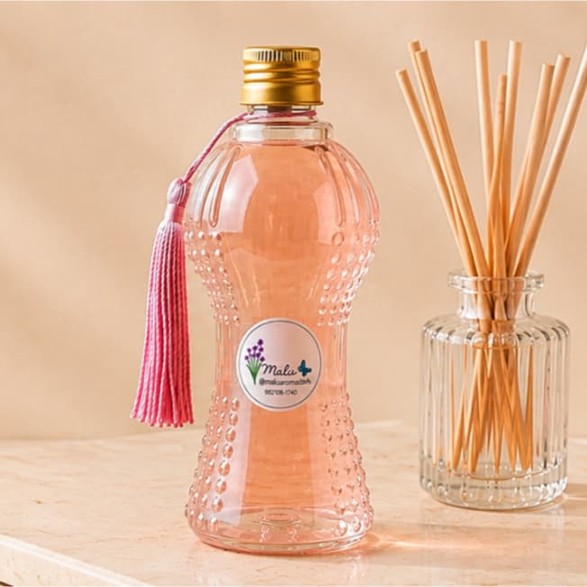 Difusor de Aromas , Vidro cinturinha 100 ml Malu Aromas,,Aroma: Lavanda com Alecrim