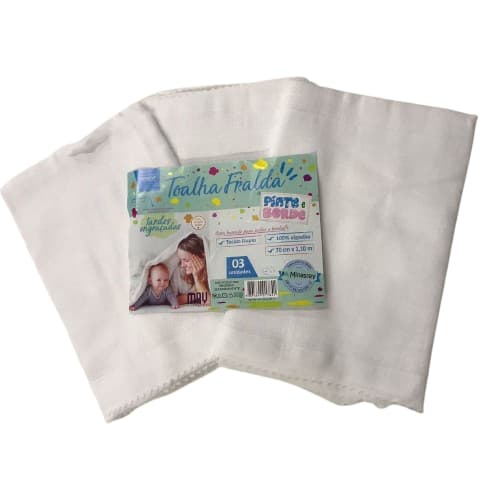 Toalha Fralda Pinte e Borde MINASREY 70 x 110 cm - pacote com 3 unidades