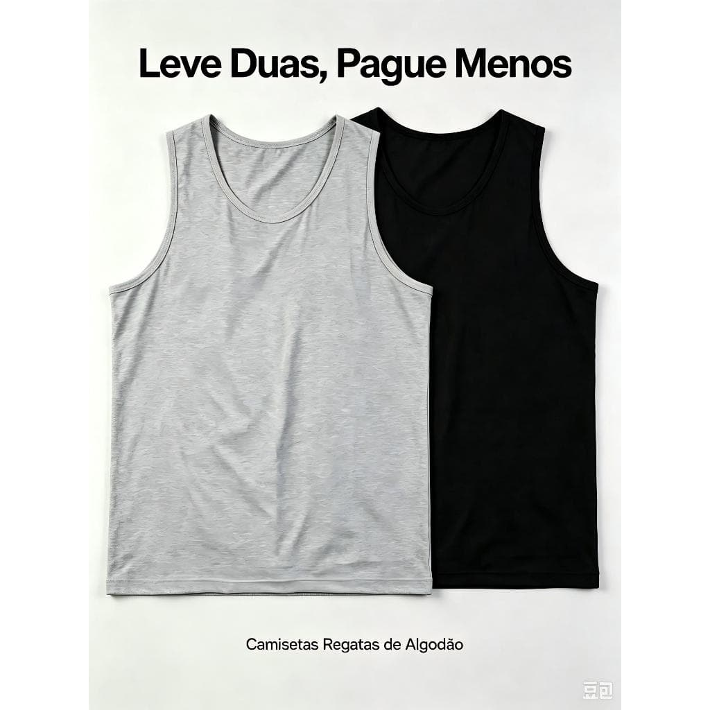Kit 2 Camisa Regata Masculina lisa basica malha 100% algodão penteada