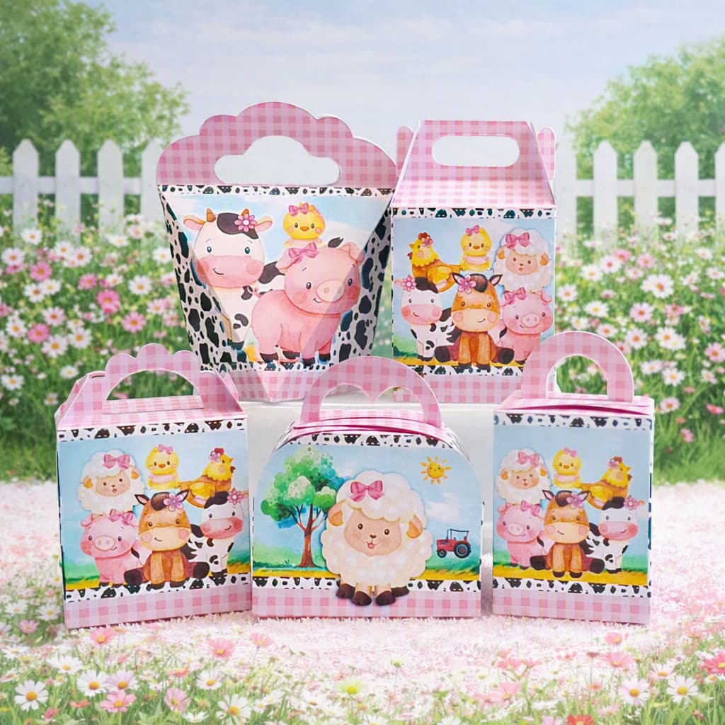 Kit Caixinha Fazendinha Rosa Menina Lembrancinha NÃO É PERSONALIZADO