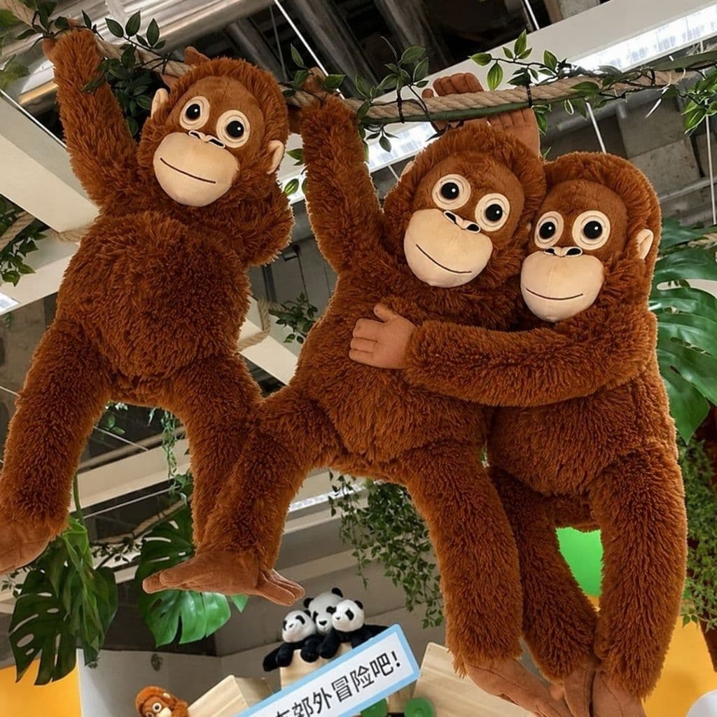 Macaco Pelúcia Orangotango Abraçável Punch Infantil com Velcro Mãos e Pés