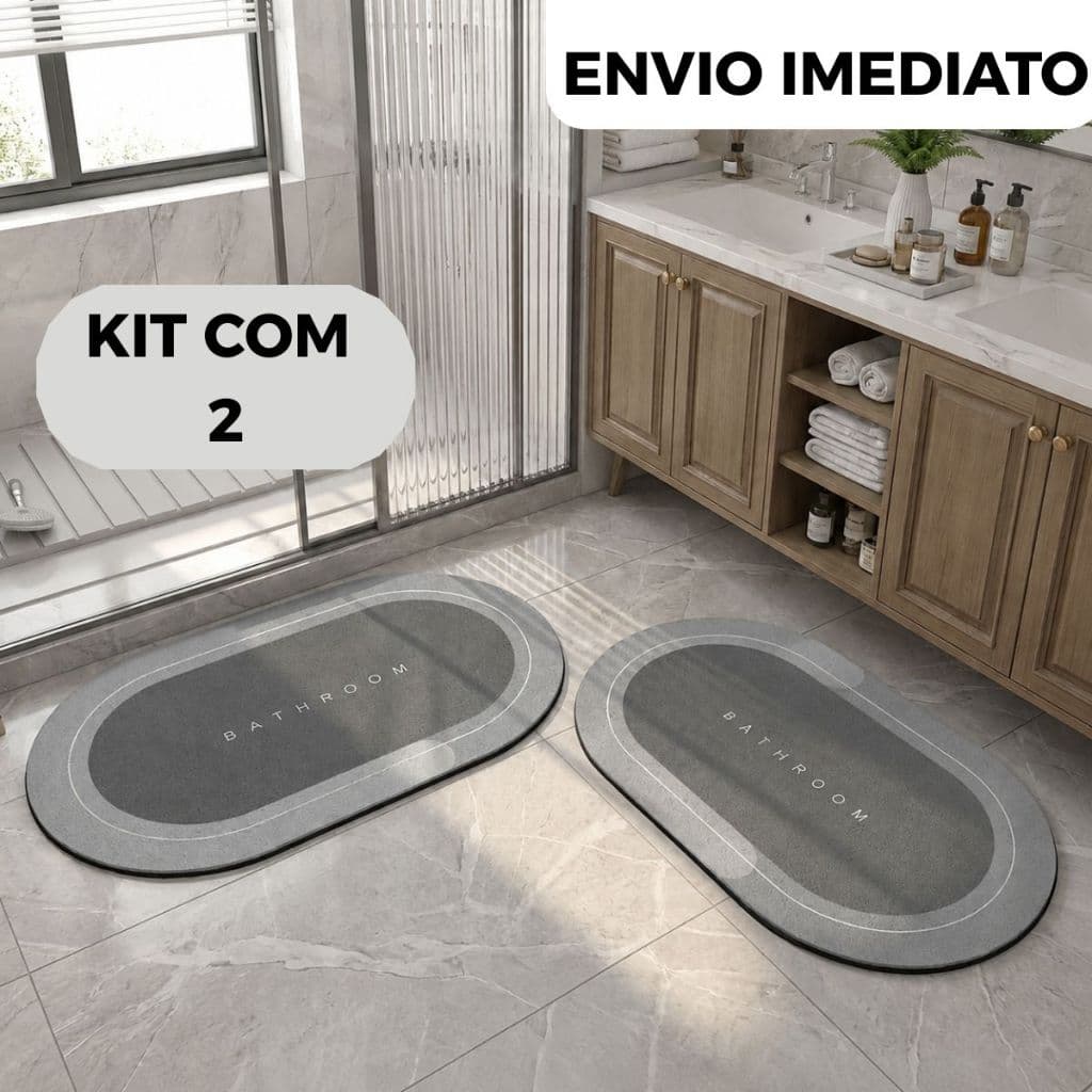 KIT 2 Tapetes Box Banheiro Antiderrapante Secagem Rápida  Absorvente Macio Toque Suave Luxo