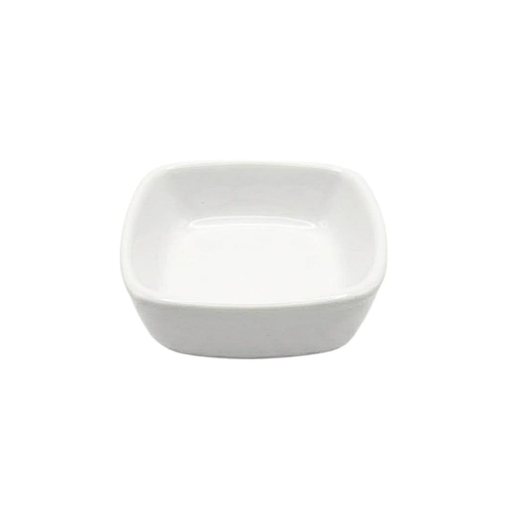 Kit 5 Mini Travessa Quadrada Em Porcelana Branca Para Molhos E Patês Capacidade 55mL