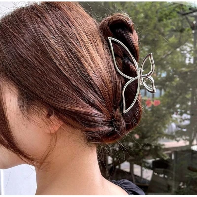 Piranha Cabelo Borboleta Metal Dourada Grampo Feminino Grande Elegante e Delicado 10.5cm