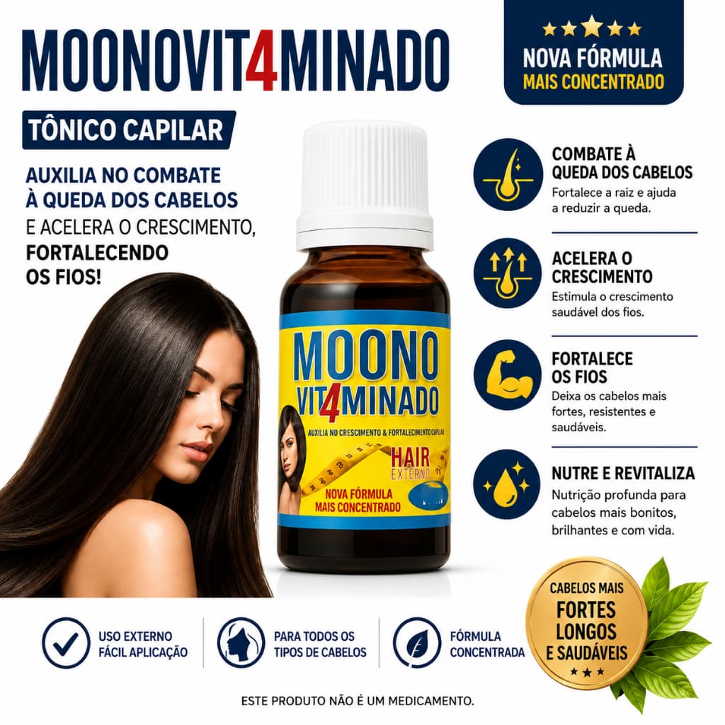 Tônico Vitamina A Capilar Moono 10ml — Fortalecimento da Raiz, Ação Anti-Queda e Brilho