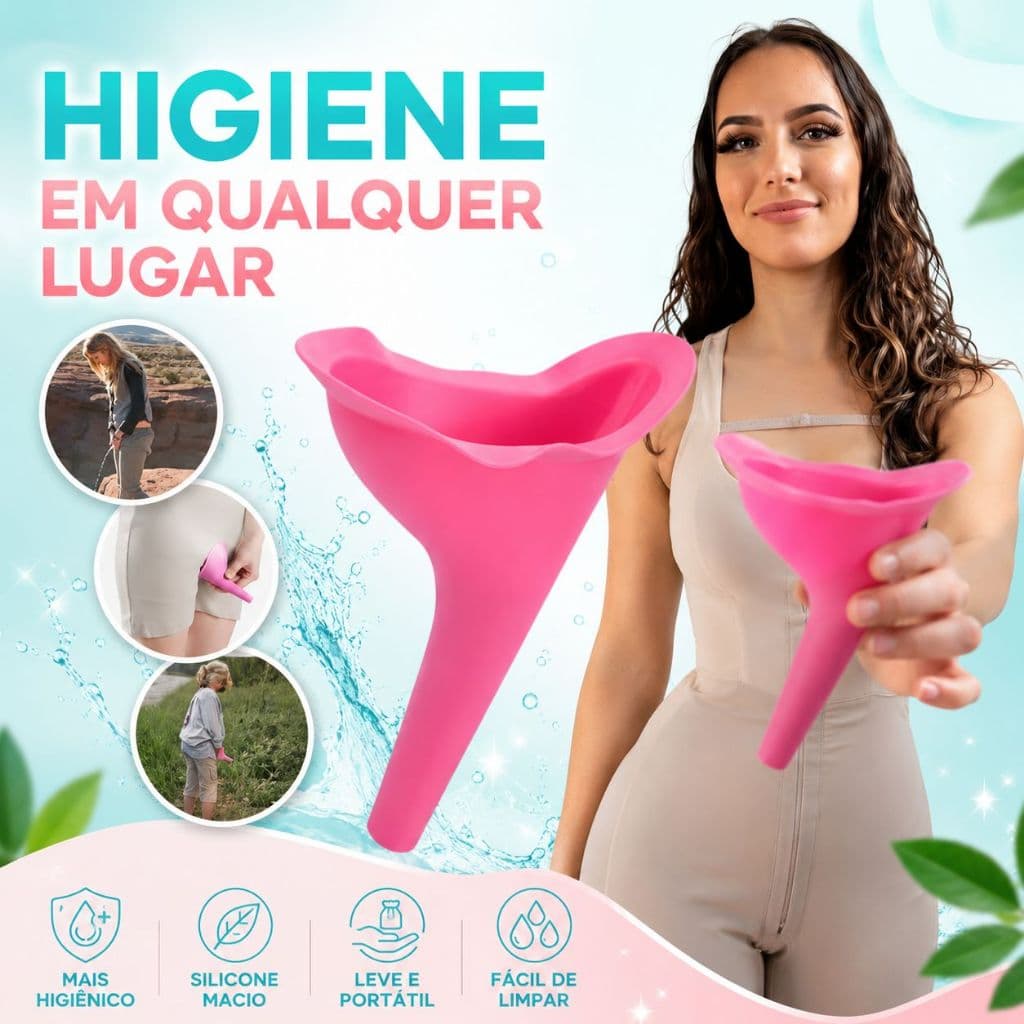 Urinol Feminino Portatil Dispositivo para Urinar em Pe Reutilizavel Silicone Viagem