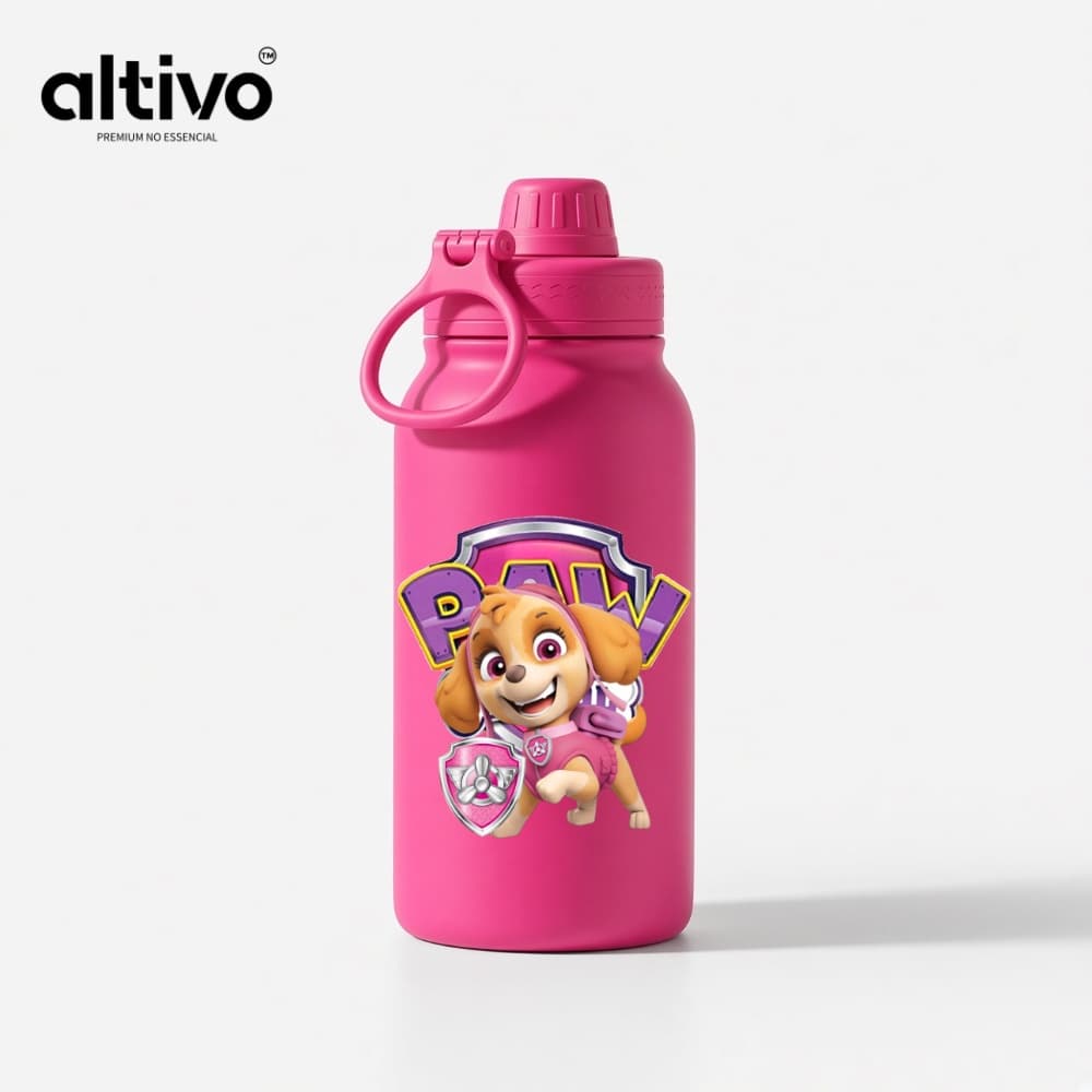 Garrafa Térmica Infantil Skye Piloto Patrulha Canina 350ML com Tampa Rosqueável e Alça em Aço Inoxidável