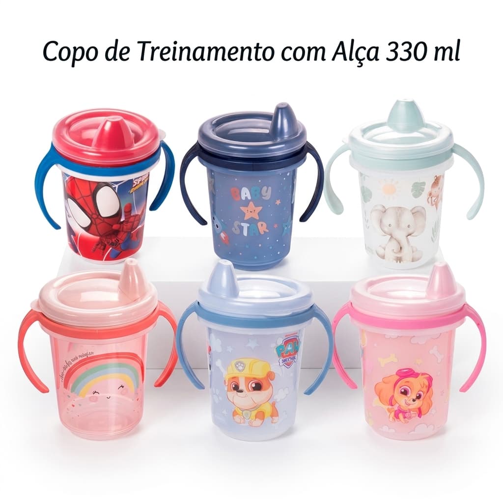 Copo de Treinamento com Alça 350 ml Plasutil Caneca Transição Bebê Criança