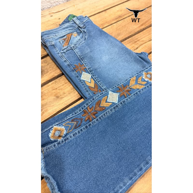 CALCA JEANS FEMININA COUNTRY  TEXANA TX WAY CALÇAS BORDADAS CALÇAS BOIADEIRA CALÇAS MODA COUNTRY