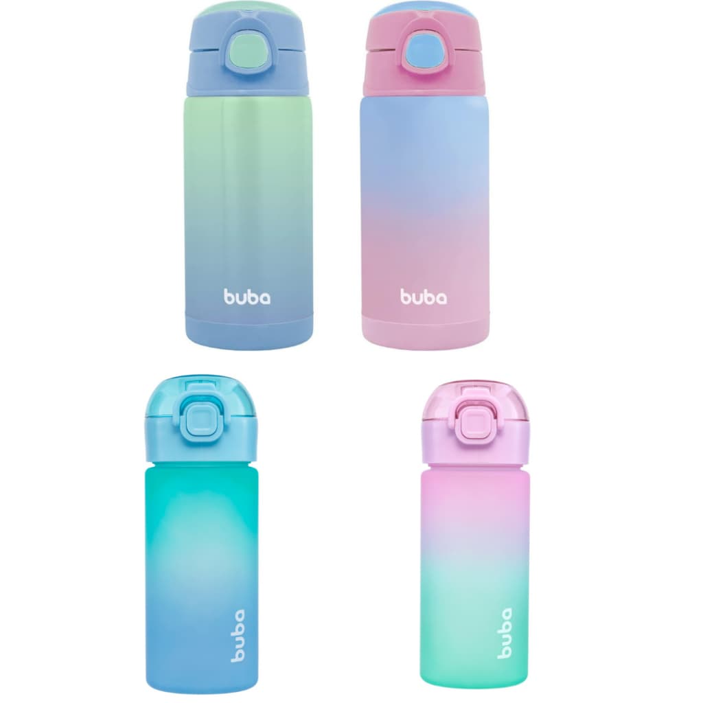 Garrafa Térmica Infantil  Degrade Com Canudo Aço Inox -  Buba