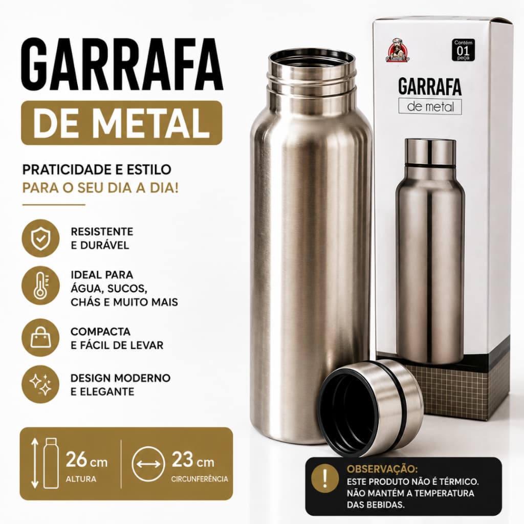 Garrafa Squezze de Metal Com tampa 1L