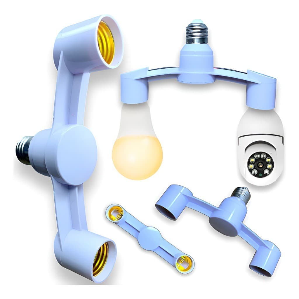Adaptador Soquete E27 2 em 1 Bocal Duplo para Lâmpada Extensor Divisor de Soquete E27