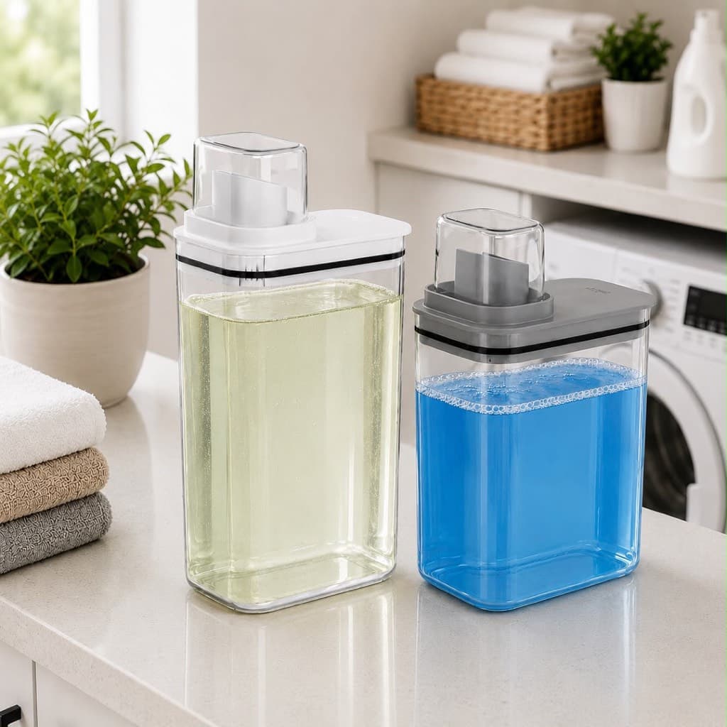 Dispenser Sabão Líquido 1,5L 2,3L com Tampa Dosadora Medidora Organizador Lavanderia Amaciante Detergente