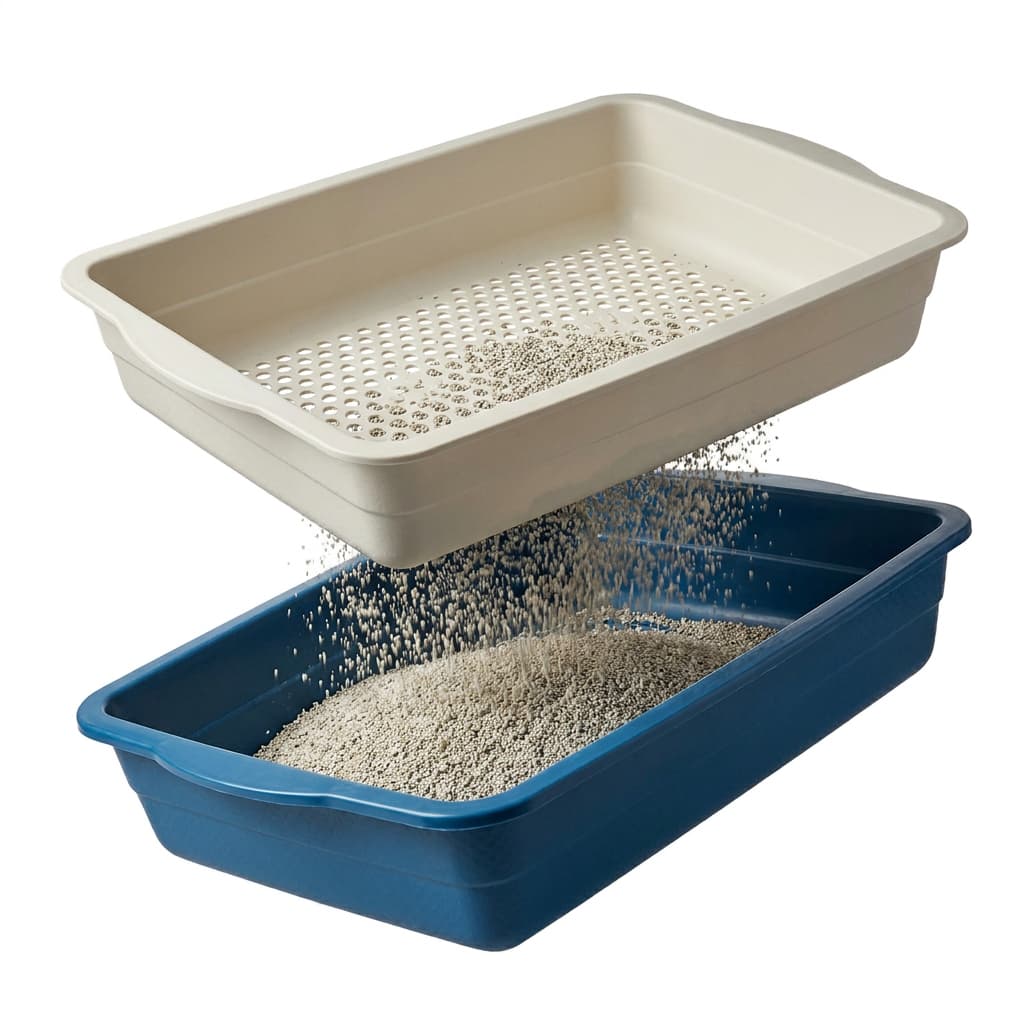 Kit Caixa de Areia com Peneira para Gato 3 Itens Furba Fácil Banheiro Higiênico Bandeja Sanitária