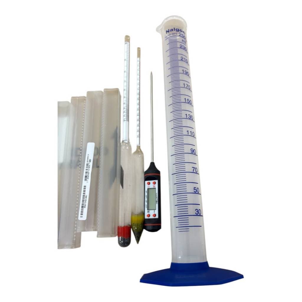 Kit Alcoômetro Sacarímetro Proveta Termômetro para Produção de Cachaça