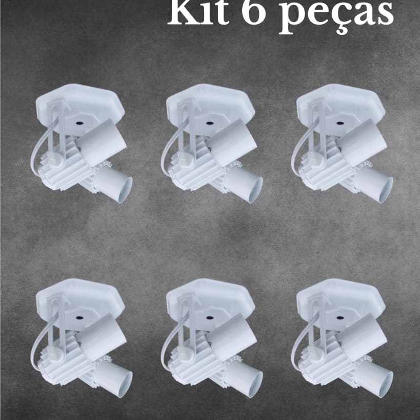 Kit 6 Spot Luminaria Duplo Aletado Articulado Sobrepor Preto ou Branco Teto Iluminação Decoração