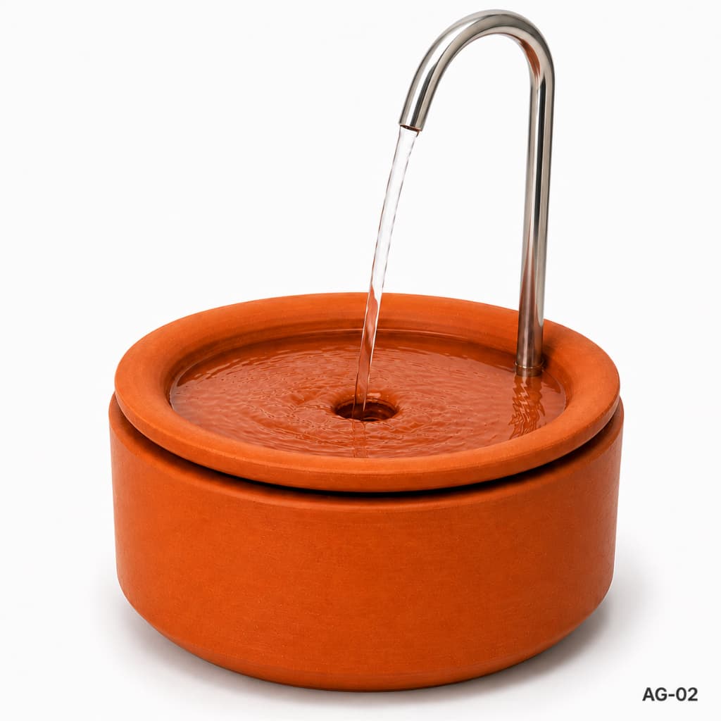 Bebedouro Fonte Água Gato Cerâmica Barro Água Fresca Terracota Natural