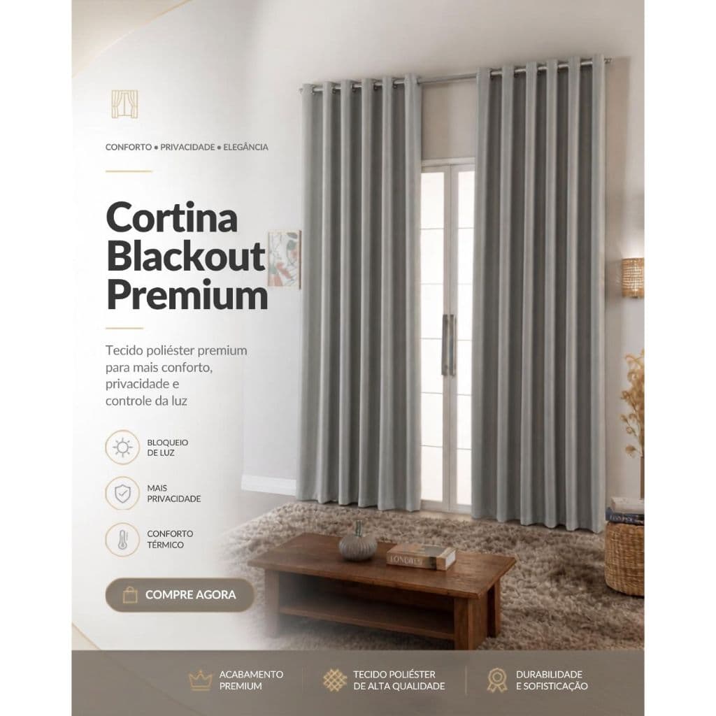Cortina 4,00x2,70 Blackout Bloqueio de Luz Tecido Premium Corta Claridade Vários  Tamanhos e Cores