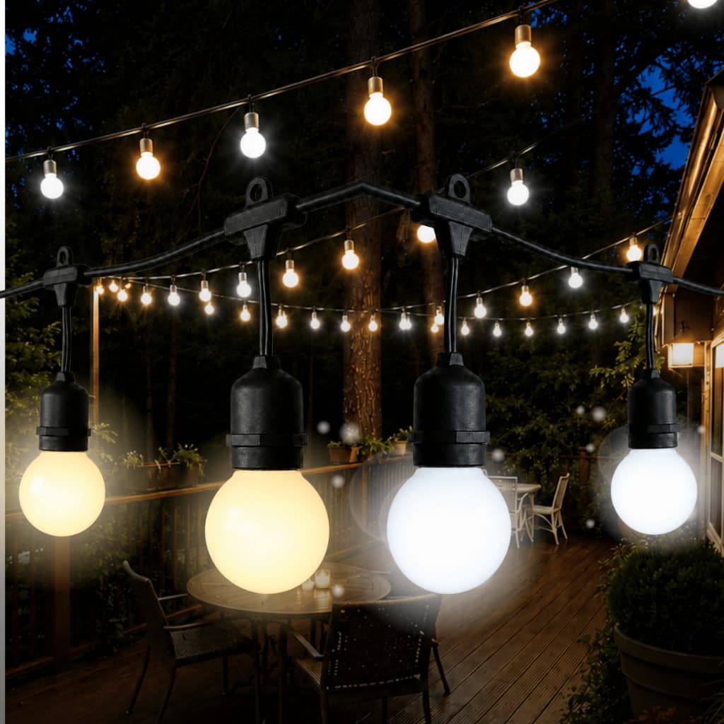 Varal de Luzes 20m 20 Lâmpadas LED 3W E27 IP67 Impermeável À Prova D'Água Área Externa Festão Cordão