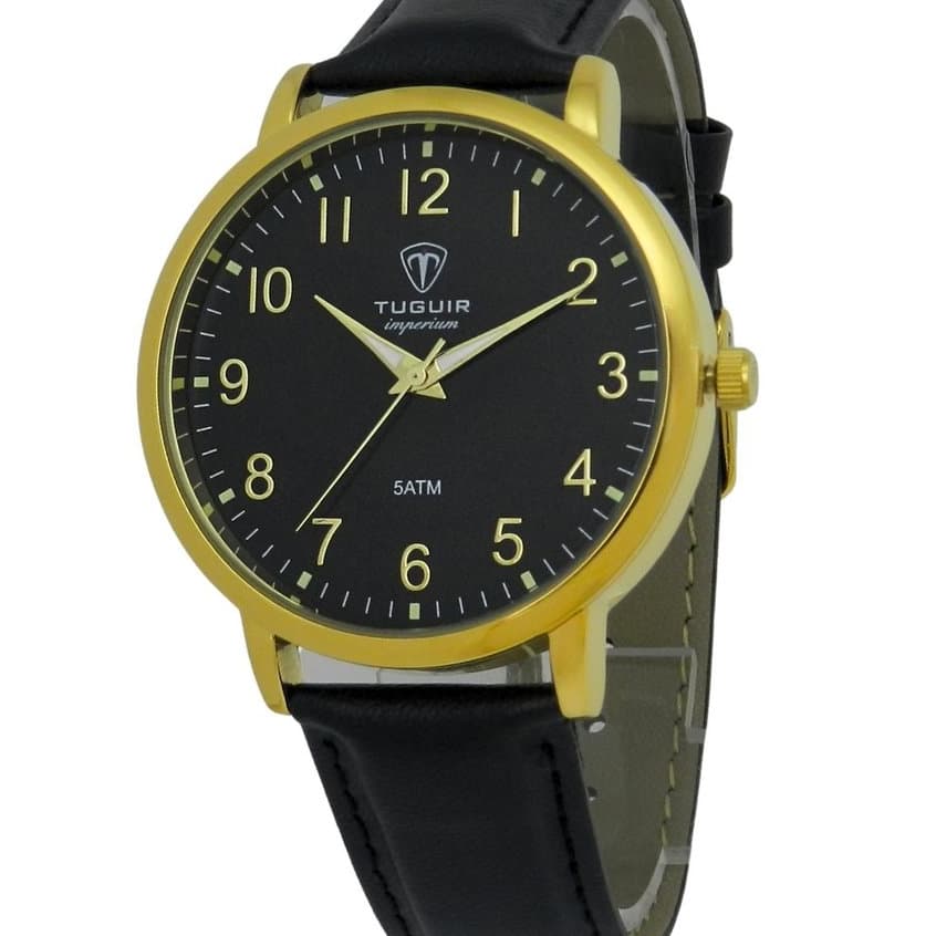 Relógio Unissex Tuguir Analógico Imperium TG30503 Preto e Dourado (Resistente à água 5ATM, Vintage, Luxuoso, Charmoso)