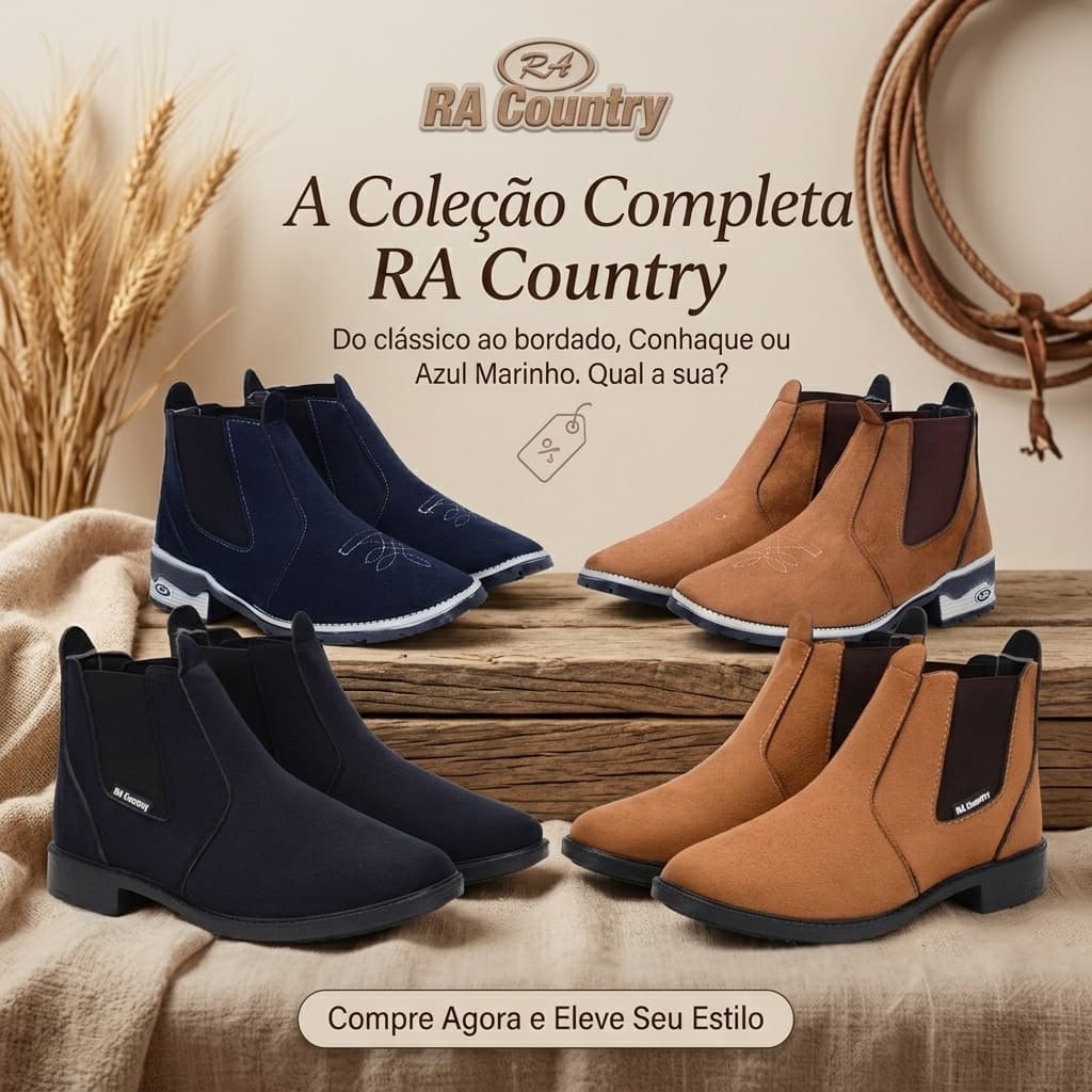 Botina Texana Country para Homens e Mulheres - RA Esportes BOTA BOTINA TEXANA